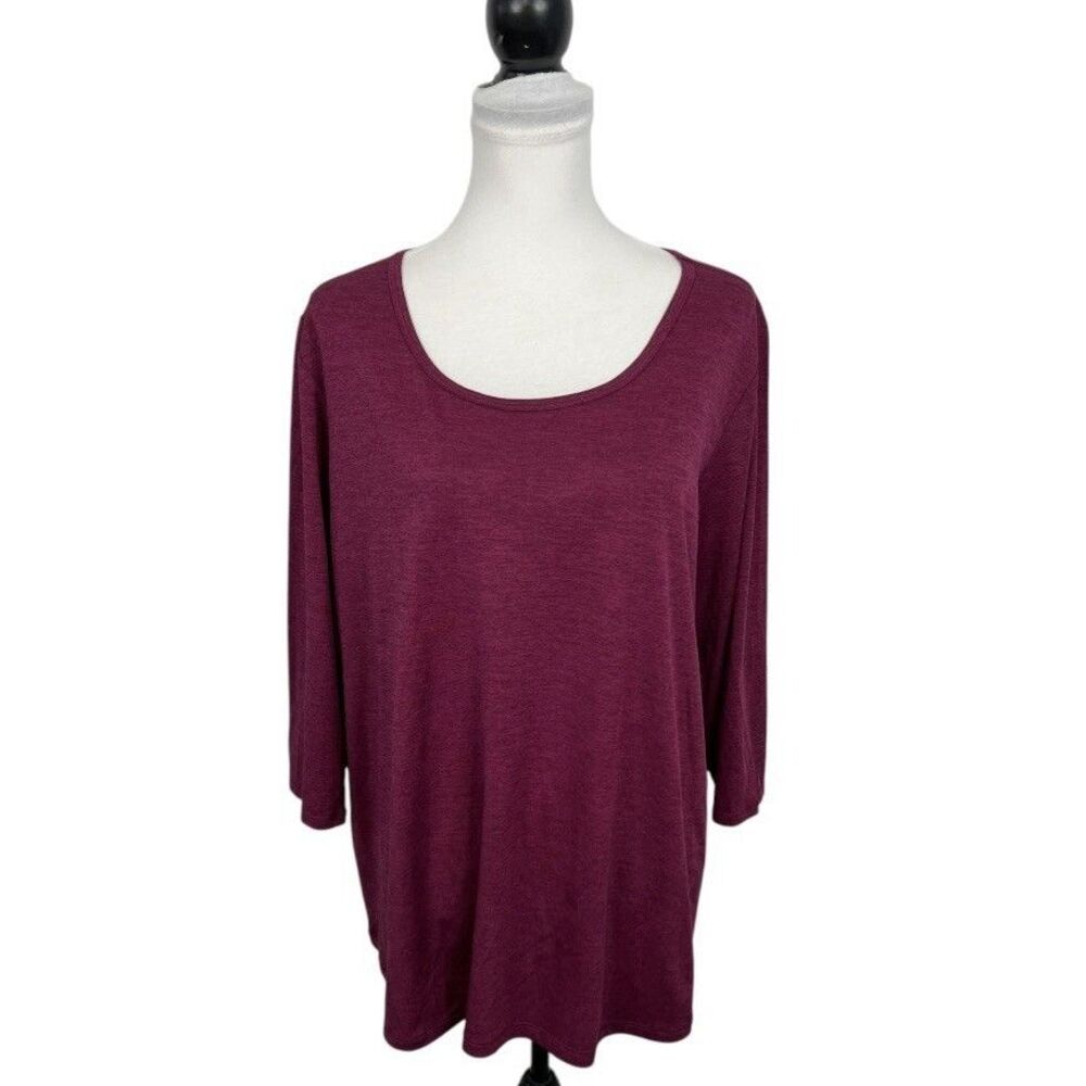 Simply Emma Knit Athletic Top Plus Size 2X Purple Space Dye Pullover Athleisure